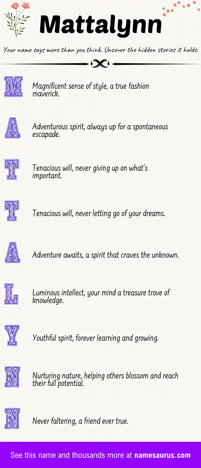 Acrostic poem about Mattalynn.