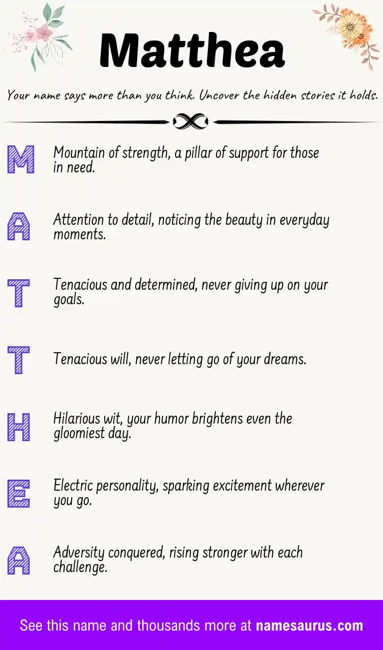 Acrostic poem about Matthea.