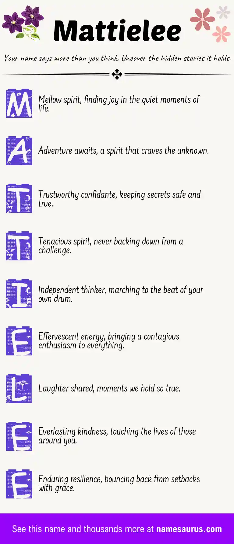 Acrostic poem about Mattielee.