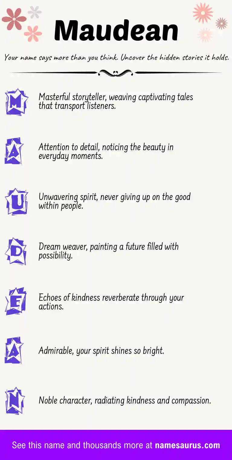 Acrostic poem about Maudean.