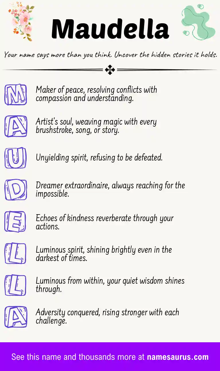 Acrostic poem about Maudella.