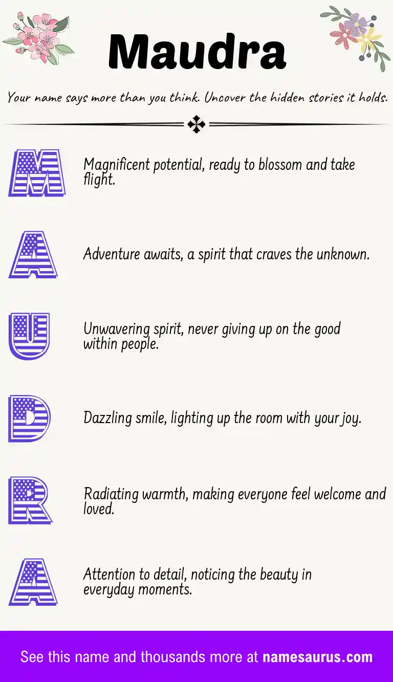 Acrostic poem about Maudra.
