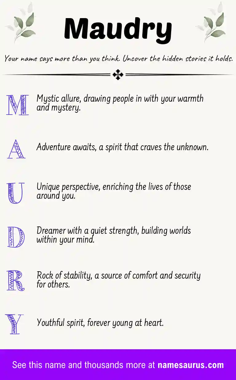Acrostic poem about Maudry.