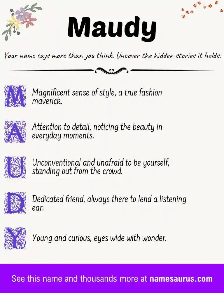 Acrostic poem about Maudy.
