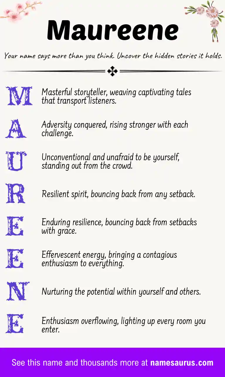 Acrostic poem about Maureene.