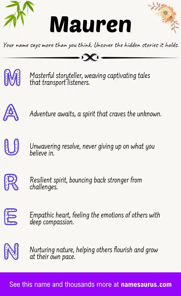 Acrostic poem about Mauren.