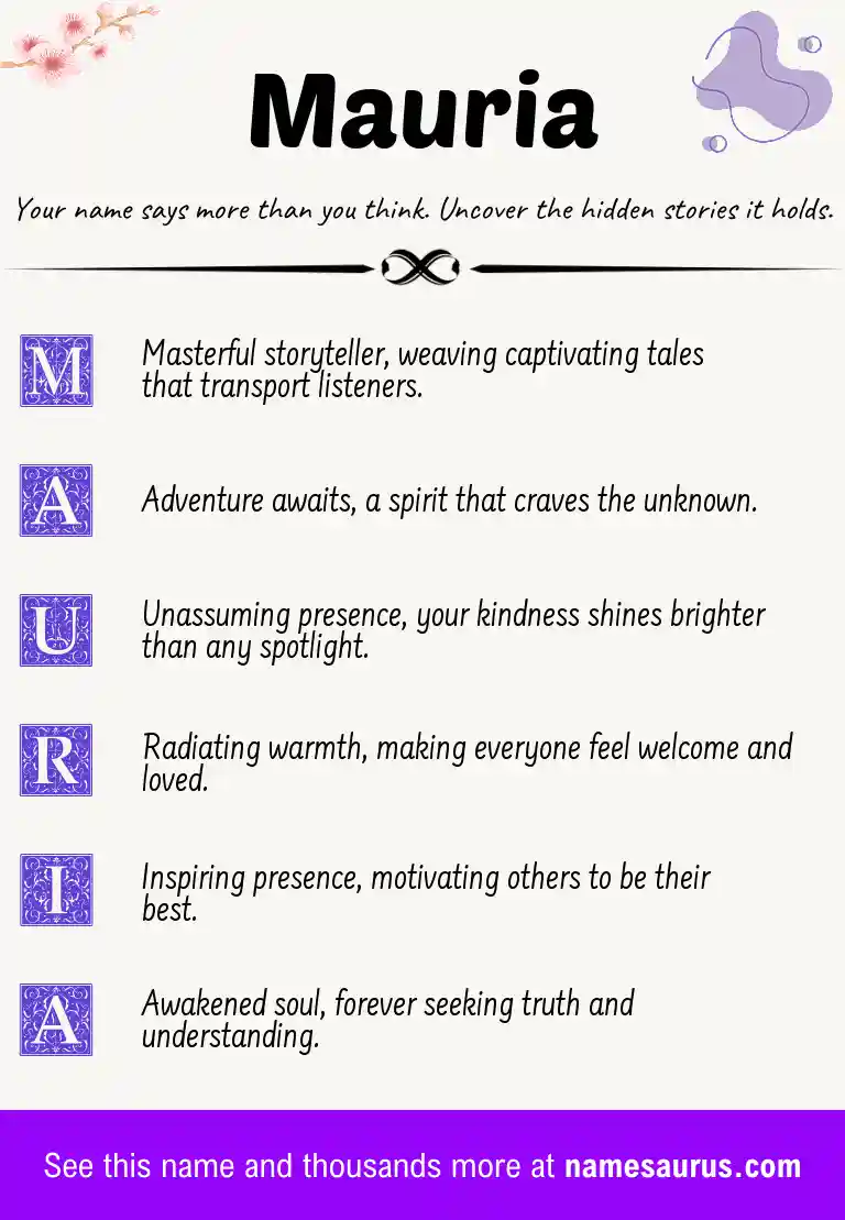 Acrostic poem about Mauria.