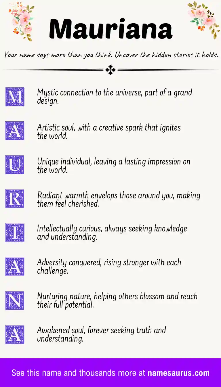 Acrostic poem about Mauriana.