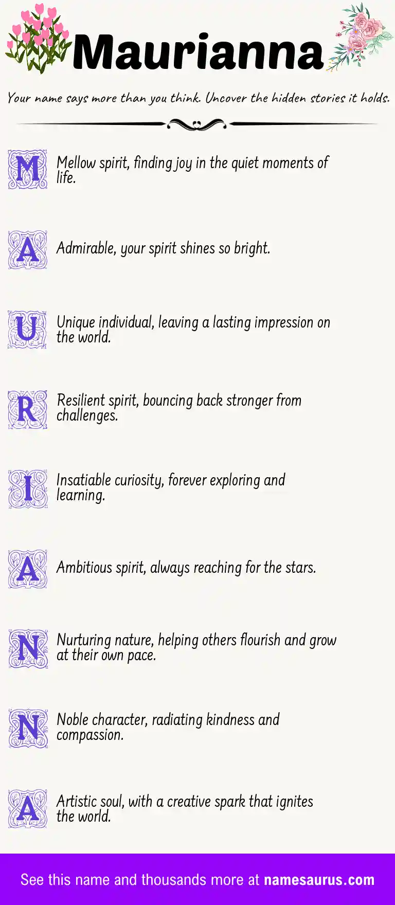 Acrostic poem about Maurianna.