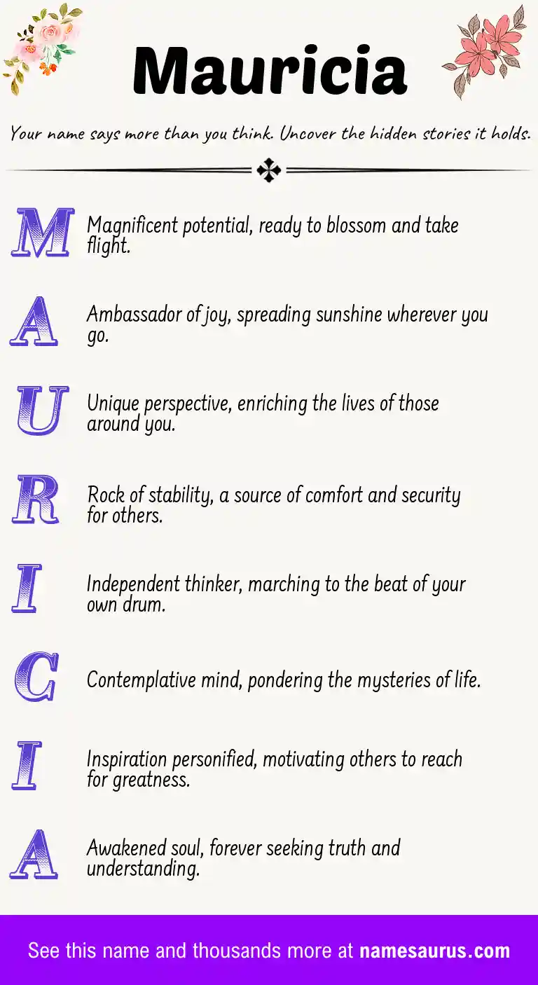 Acrostic poem about Mauricia.
