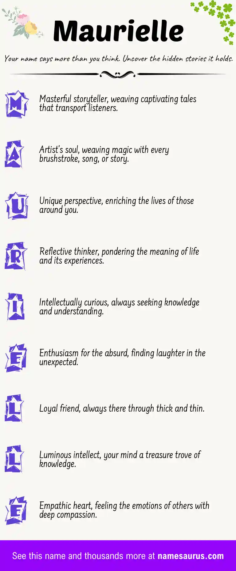 Acrostic poem about Maurielle.