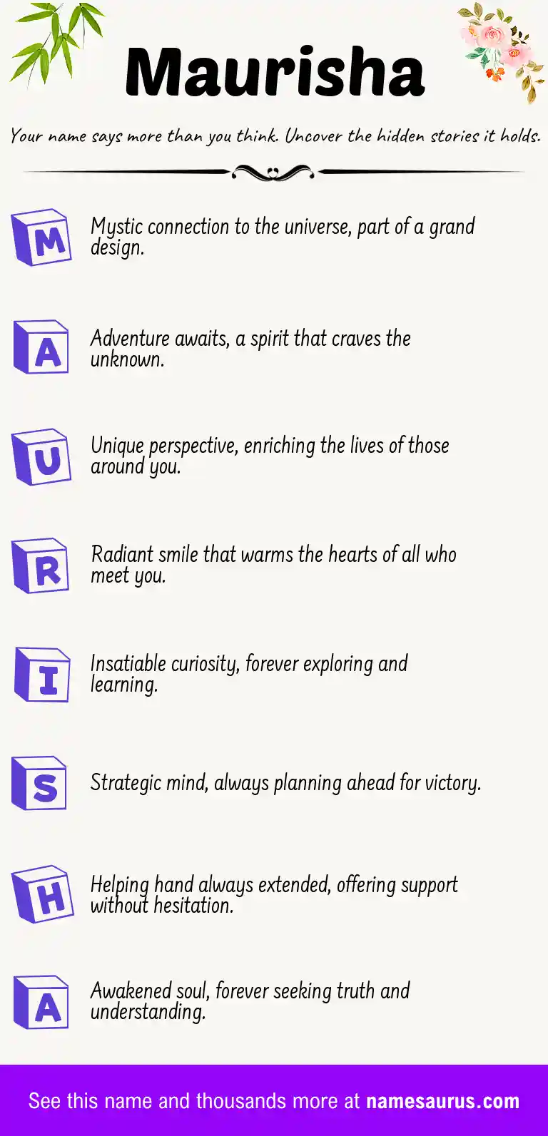Acrostic poem about Maurisha.