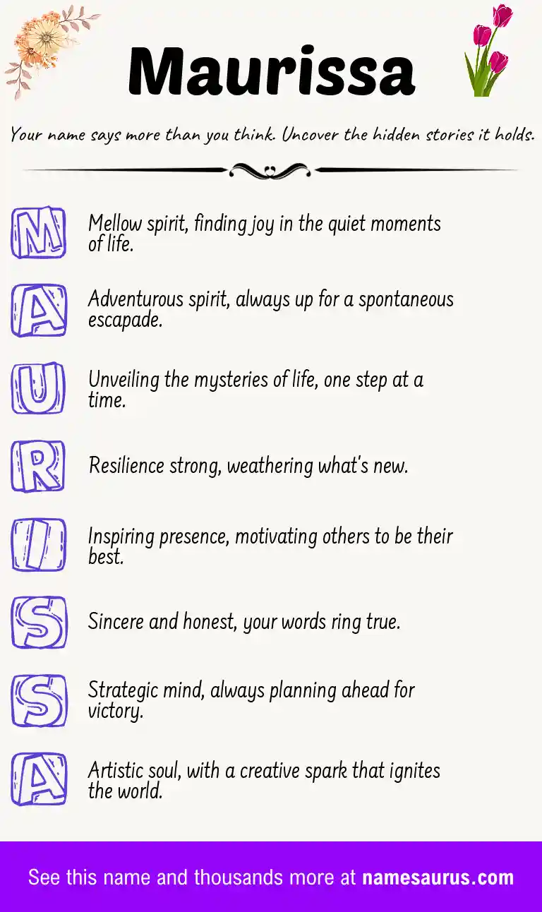 Acrostic poem about Maurissa.