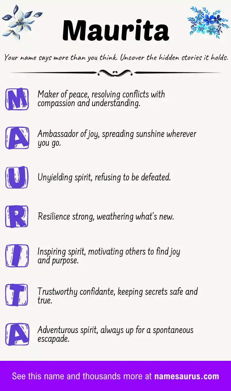 Acrostic poem about Maurita.