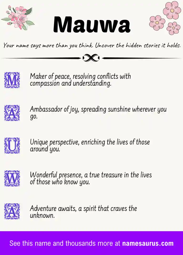 Acrostic poem about Mauwa.