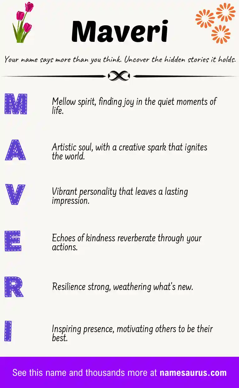 Acrostic poem about Maveri.