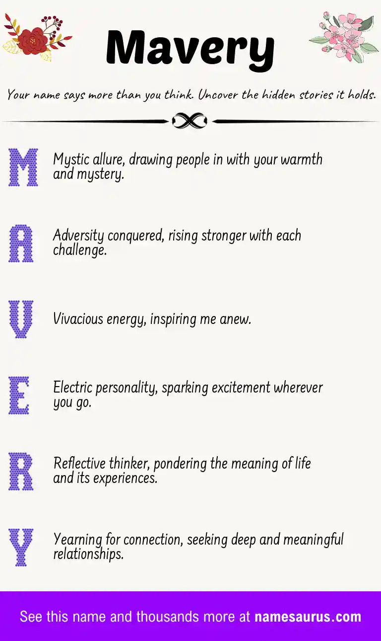 Acrostic poem about Mavery.