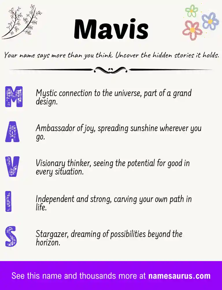 Acrostic poem about Mavis.