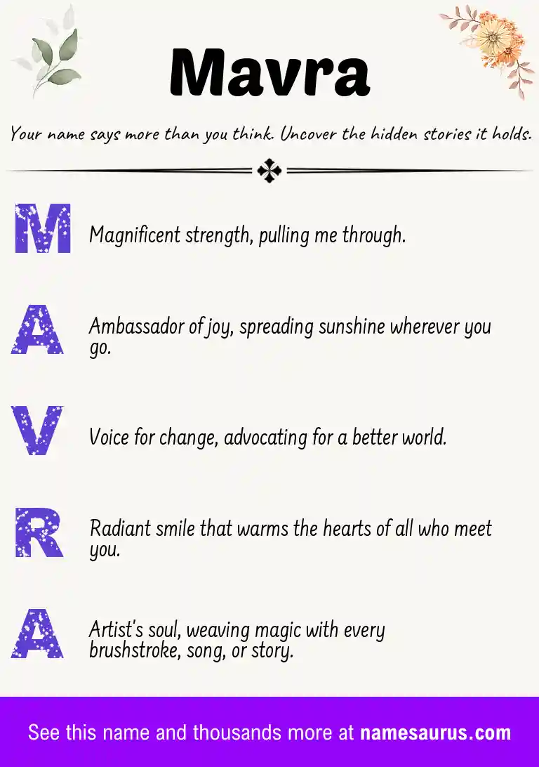 Acrostic poem about Mavra.