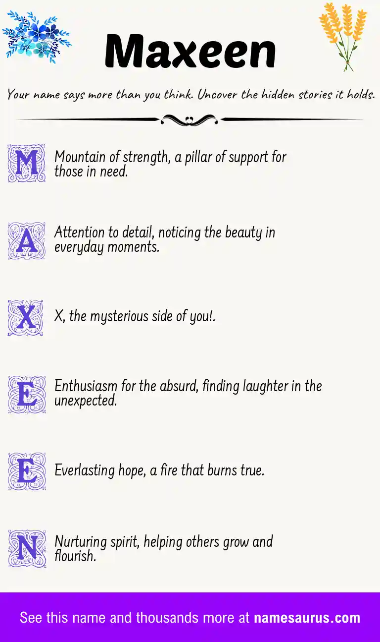 Acrostic poem about Maxeen.