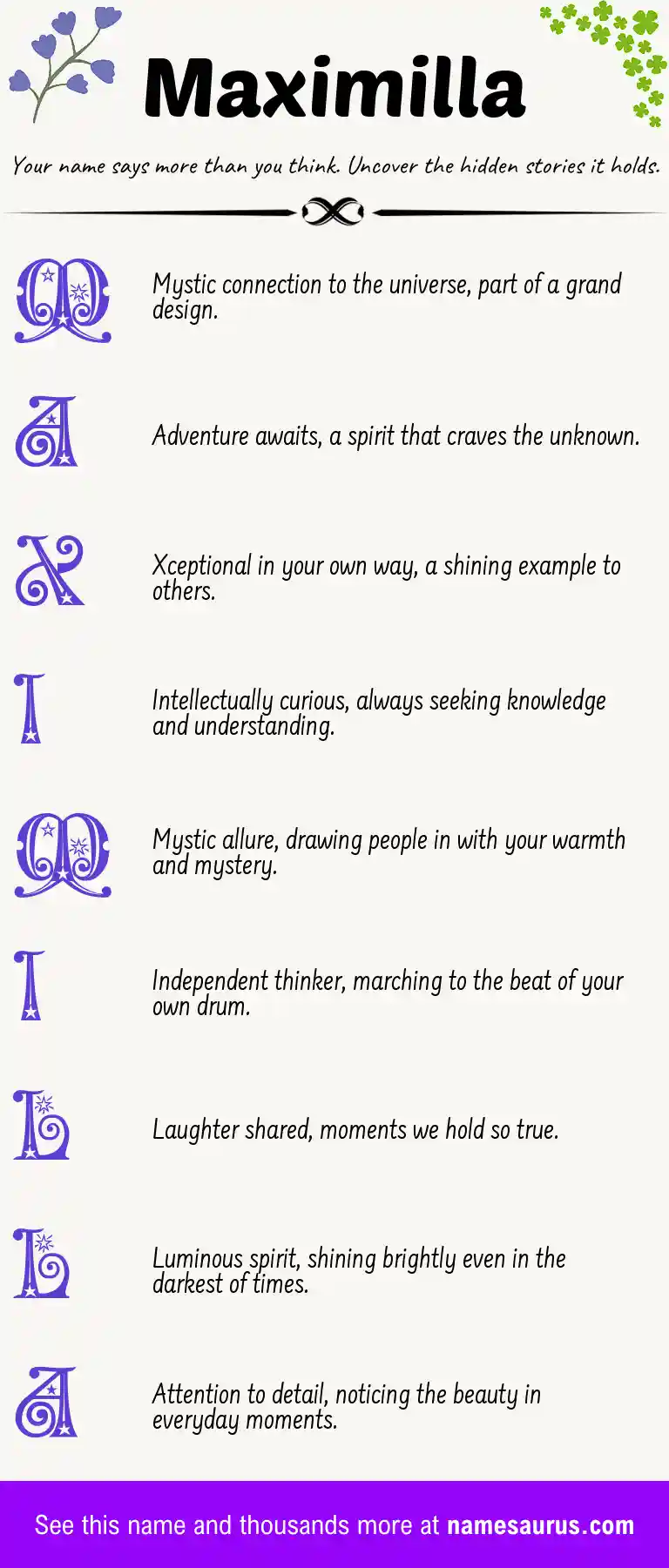 Acrostic poem about Maximilla.