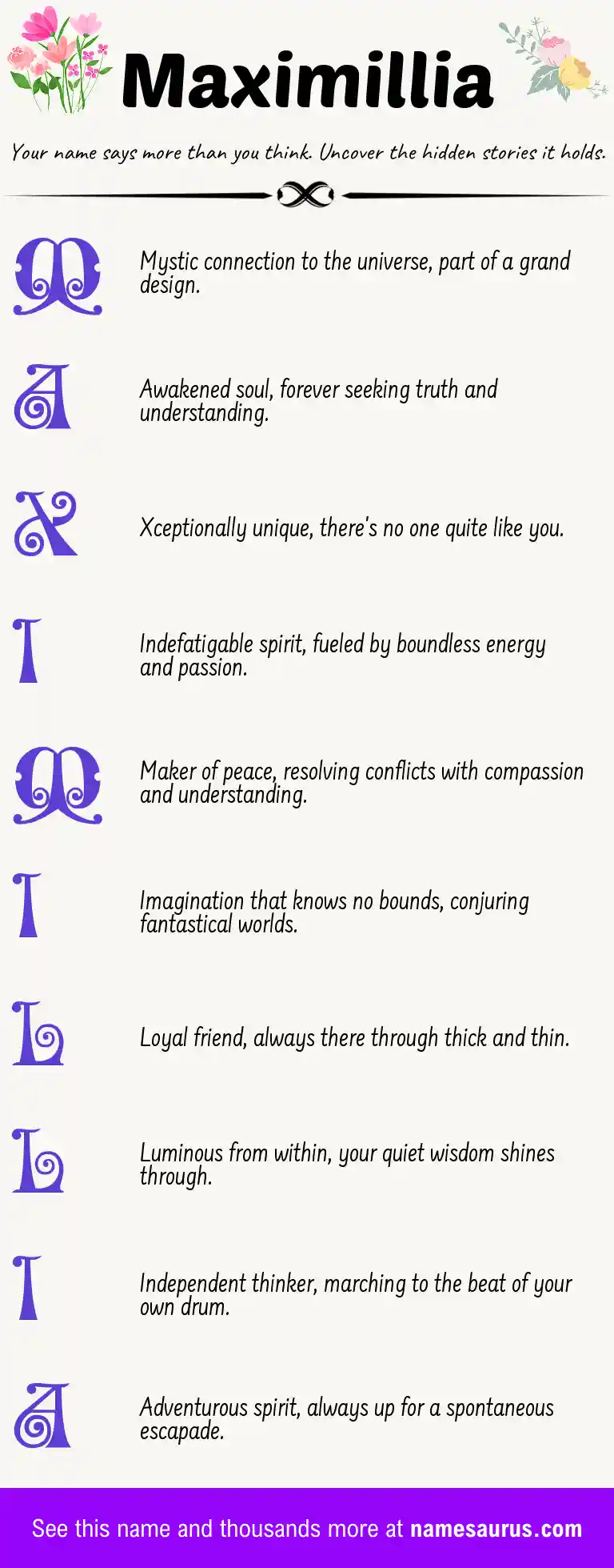 Acrostic poem about Maximillia.
