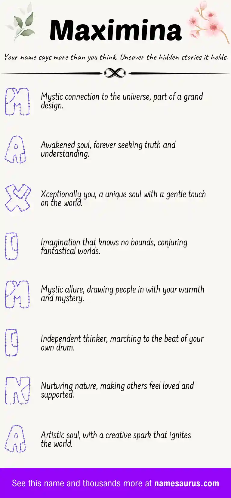 Acrostic poem about Maximina.