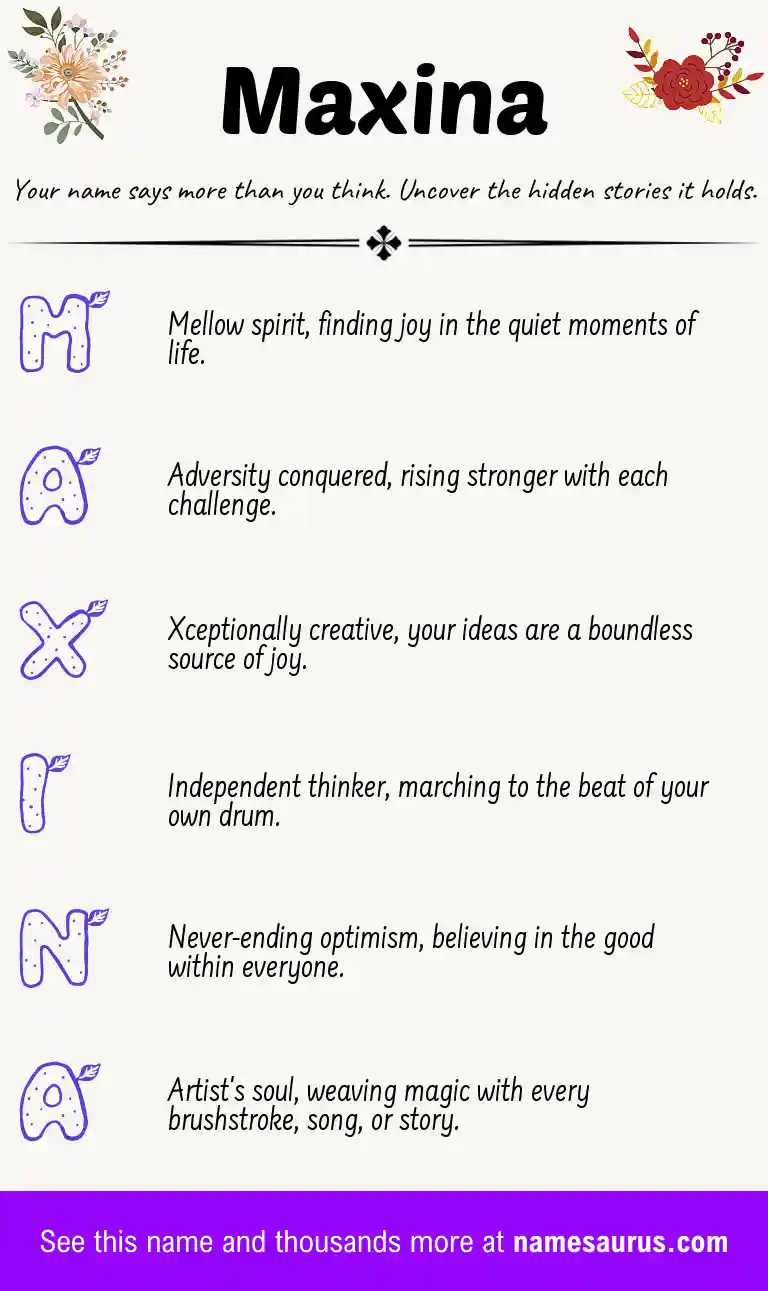 Acrostic poem about Maxina.
