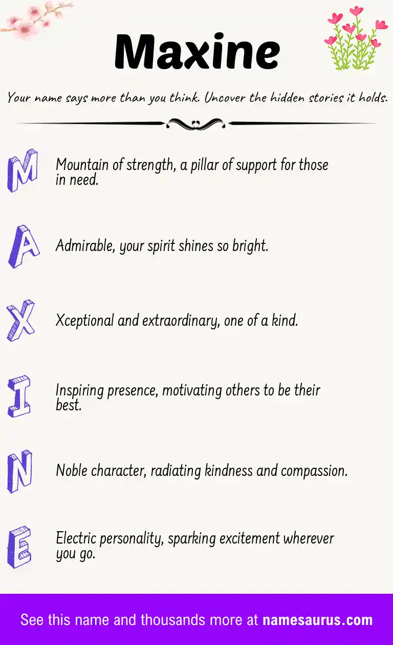 Acrostic poem about Maxine.