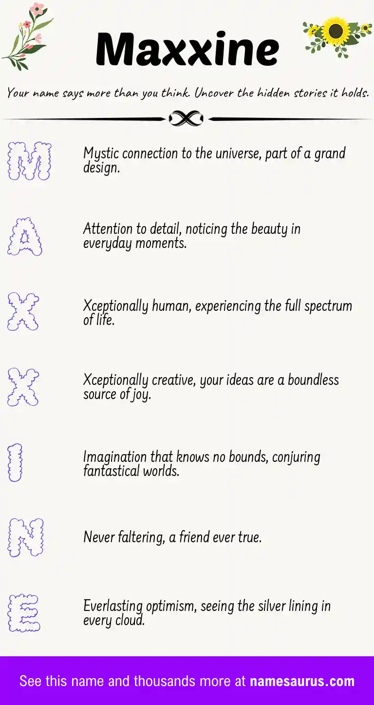 Acrostic poem about Maxxine.