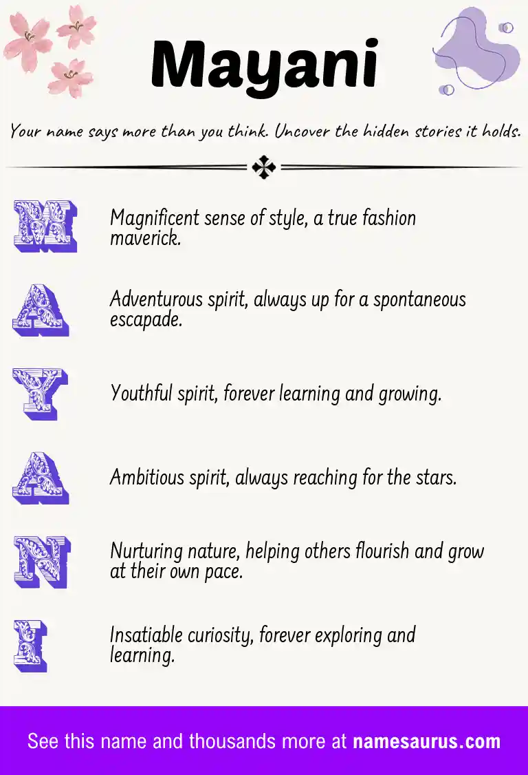 Acrostic poem about Mayani.