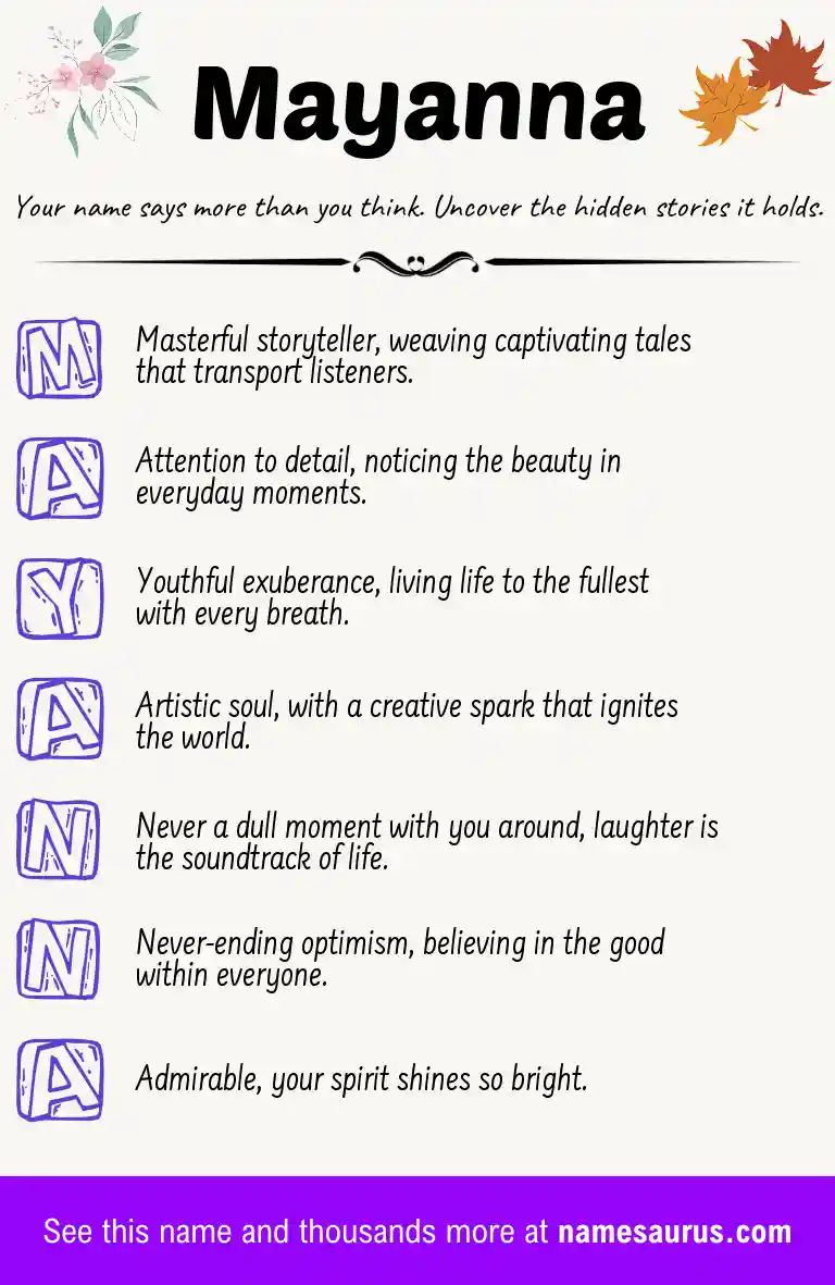 Acrostic poem about Mayanna.
