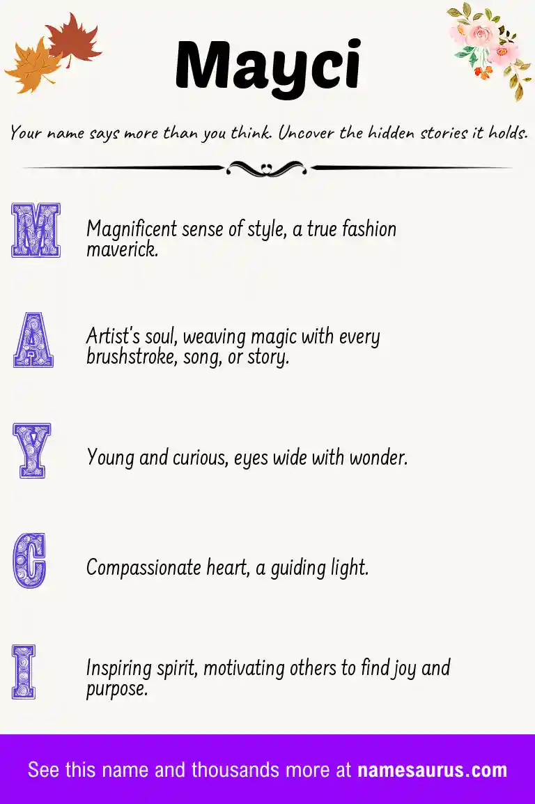 Acrostic poem about Mayci.