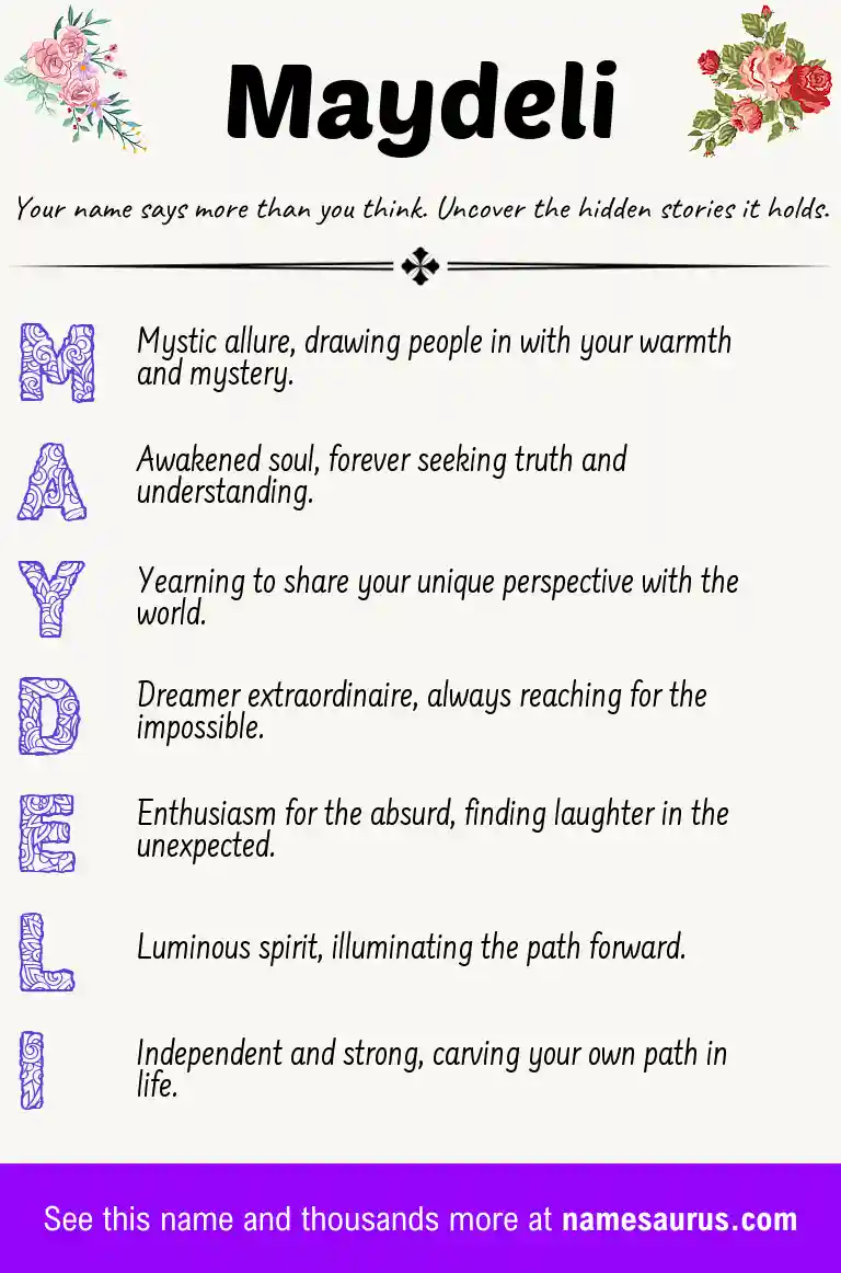 Acrostic poem about Maydeli.