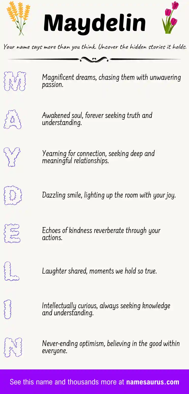 Acrostic poem about Maydelin.