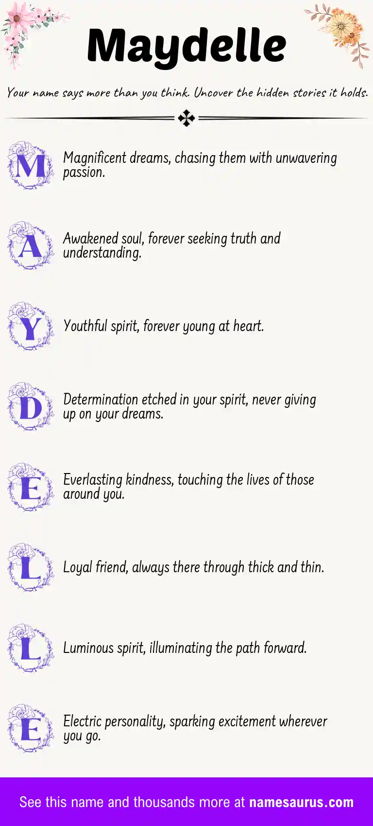 Acrostic poem about Maydelle.