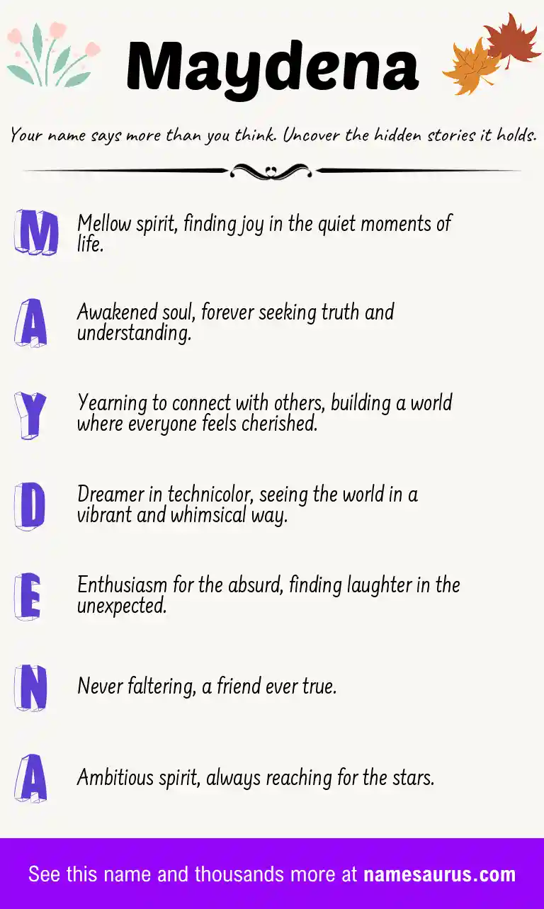 Acrostic poem about Maydena.