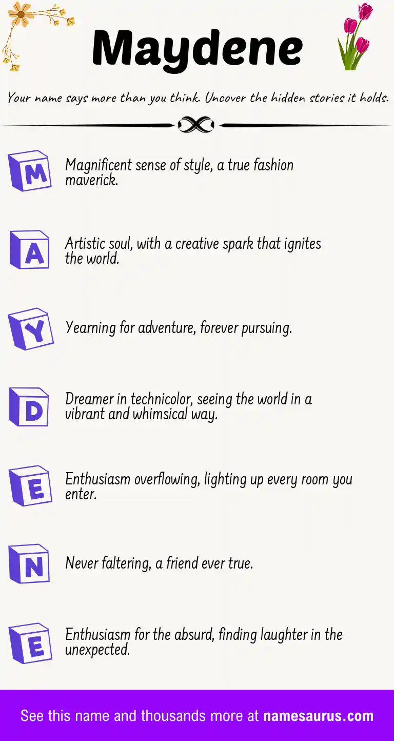 Acrostic poem about Maydene.