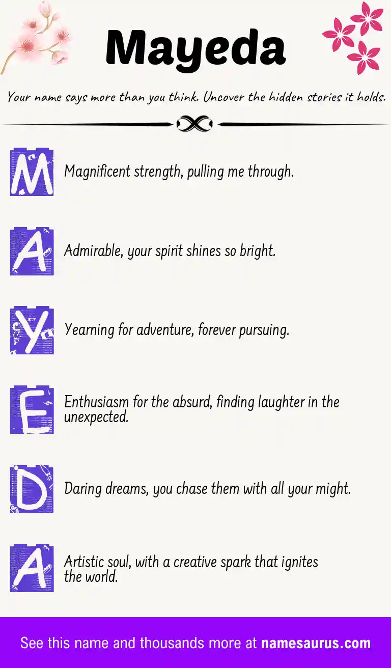 Acrostic poem about Mayeda.