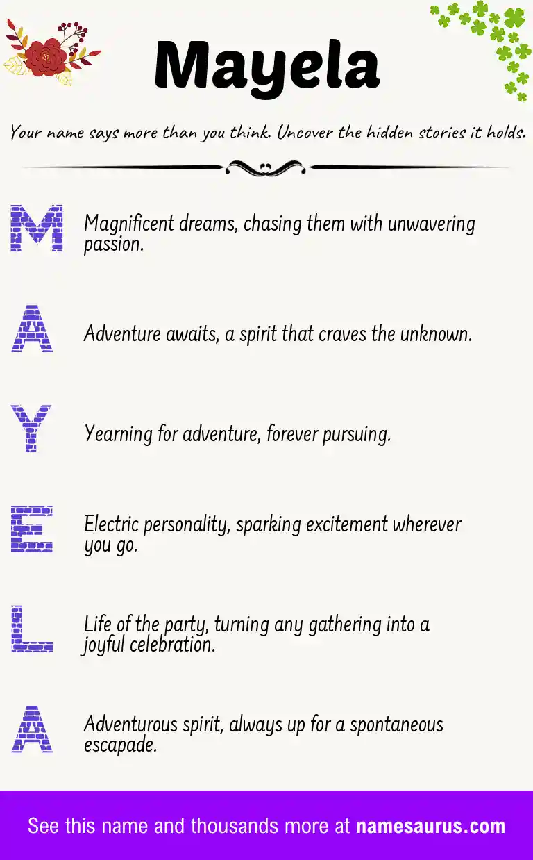 Acrostic poem about Mayela.