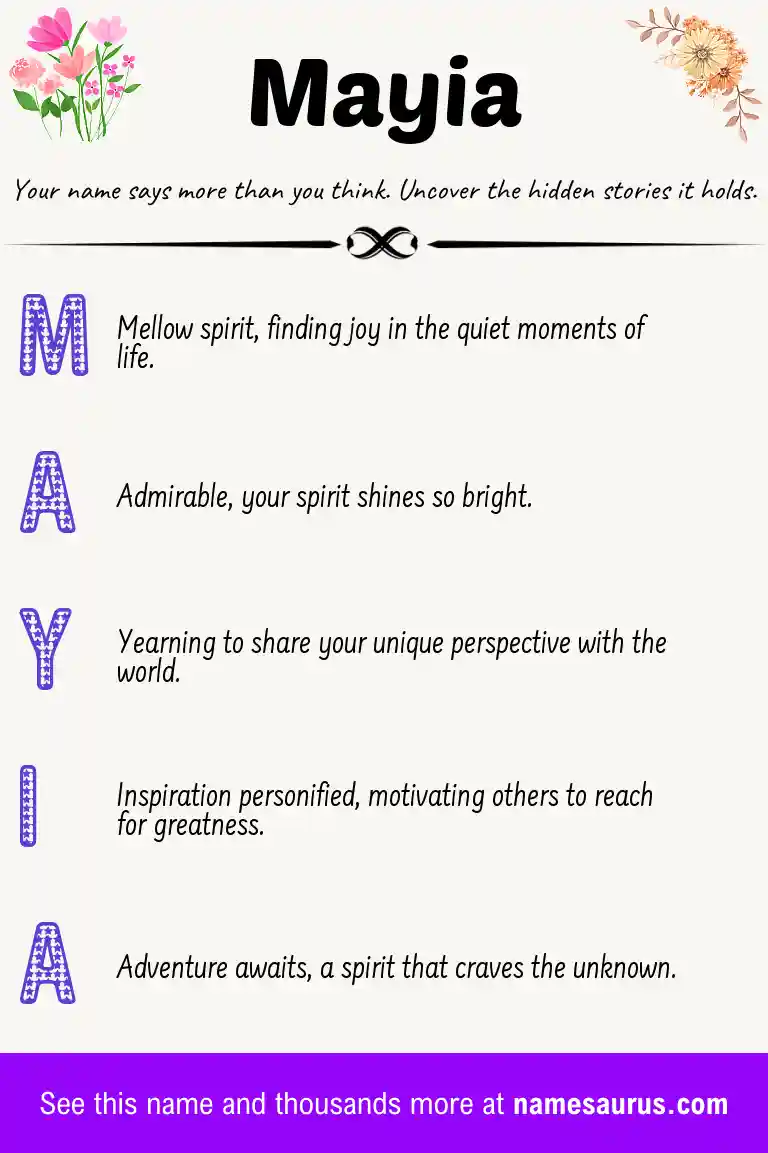 Acrostic poem about Mayia.