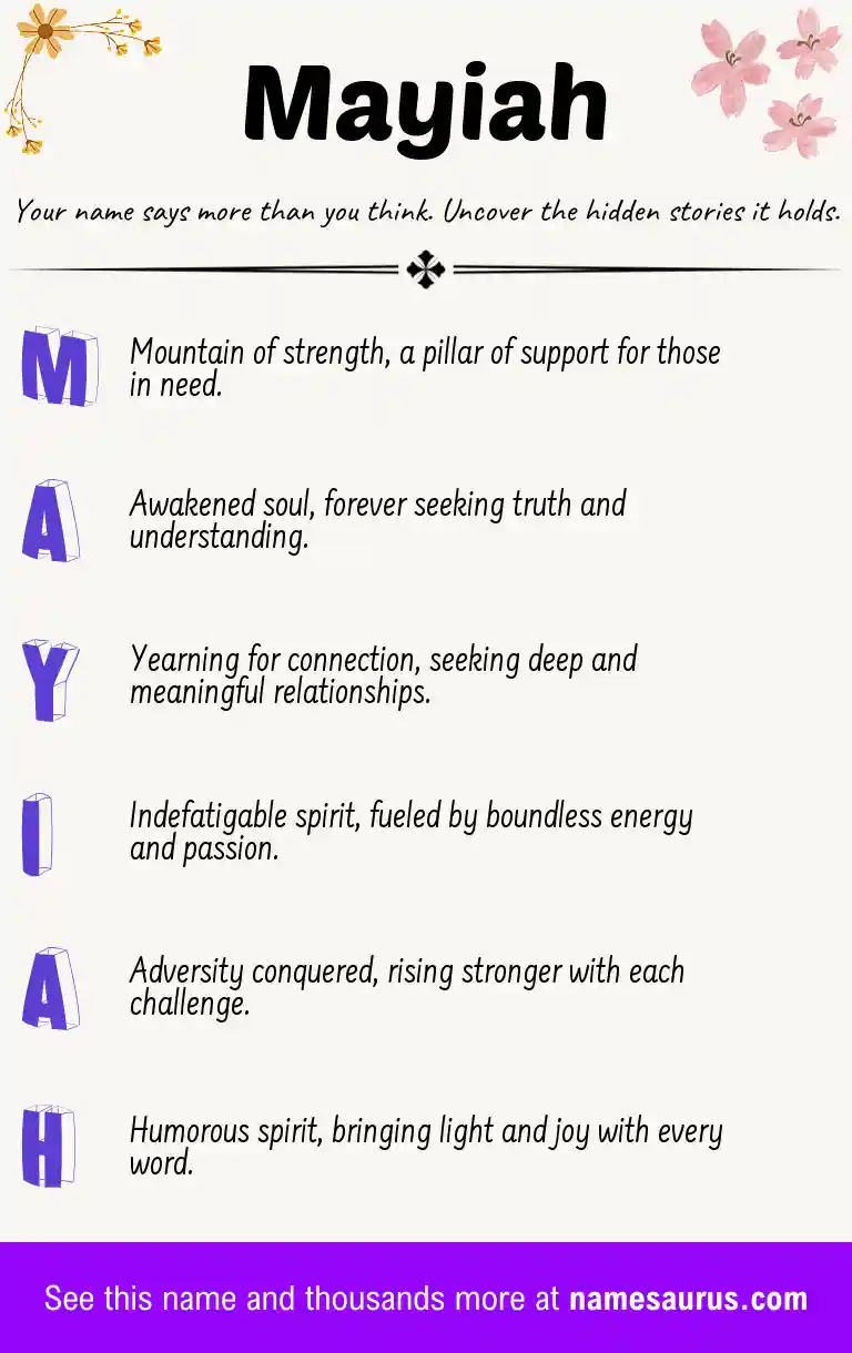 Acrostic poem about Mayiah.