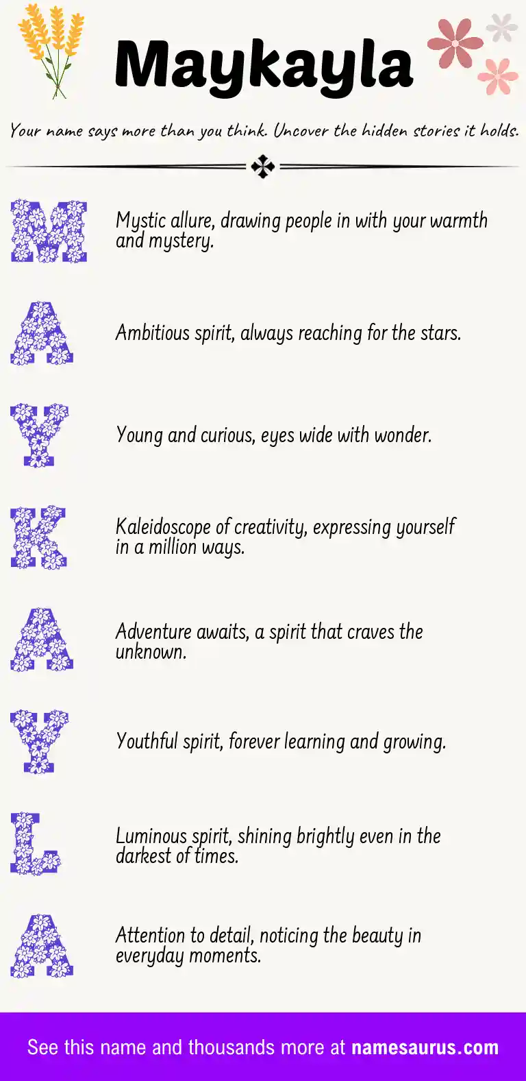 Acrostic poem about Maykayla.