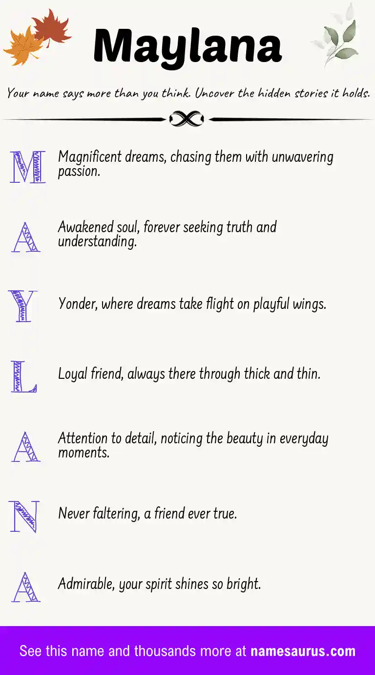 Acrostic poem about Maylana.