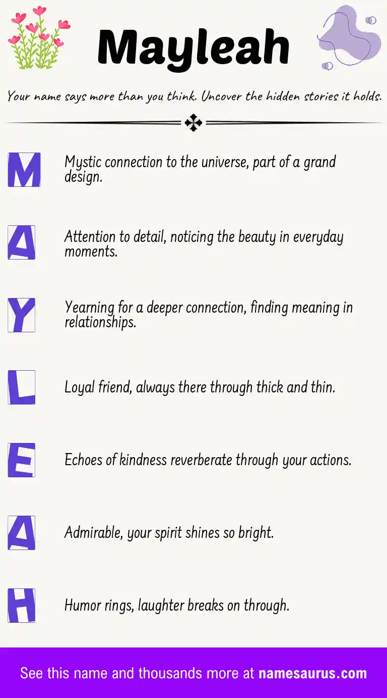 Acrostic poem about Mayleah.