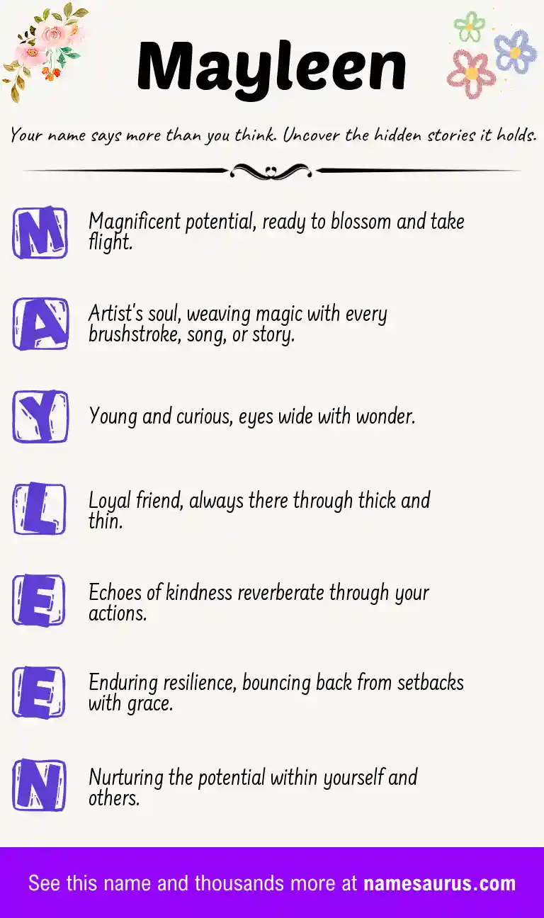 Acrostic poem about Mayleen.