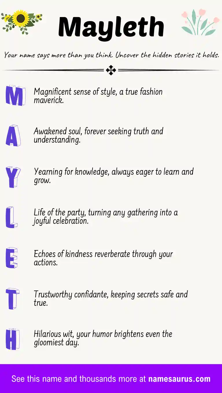 Acrostic poem about Mayleth.