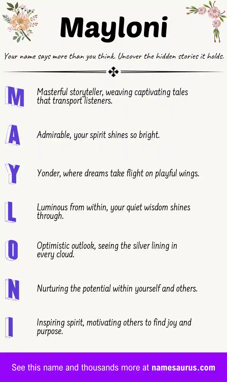 Acrostic poem about Mayloni.