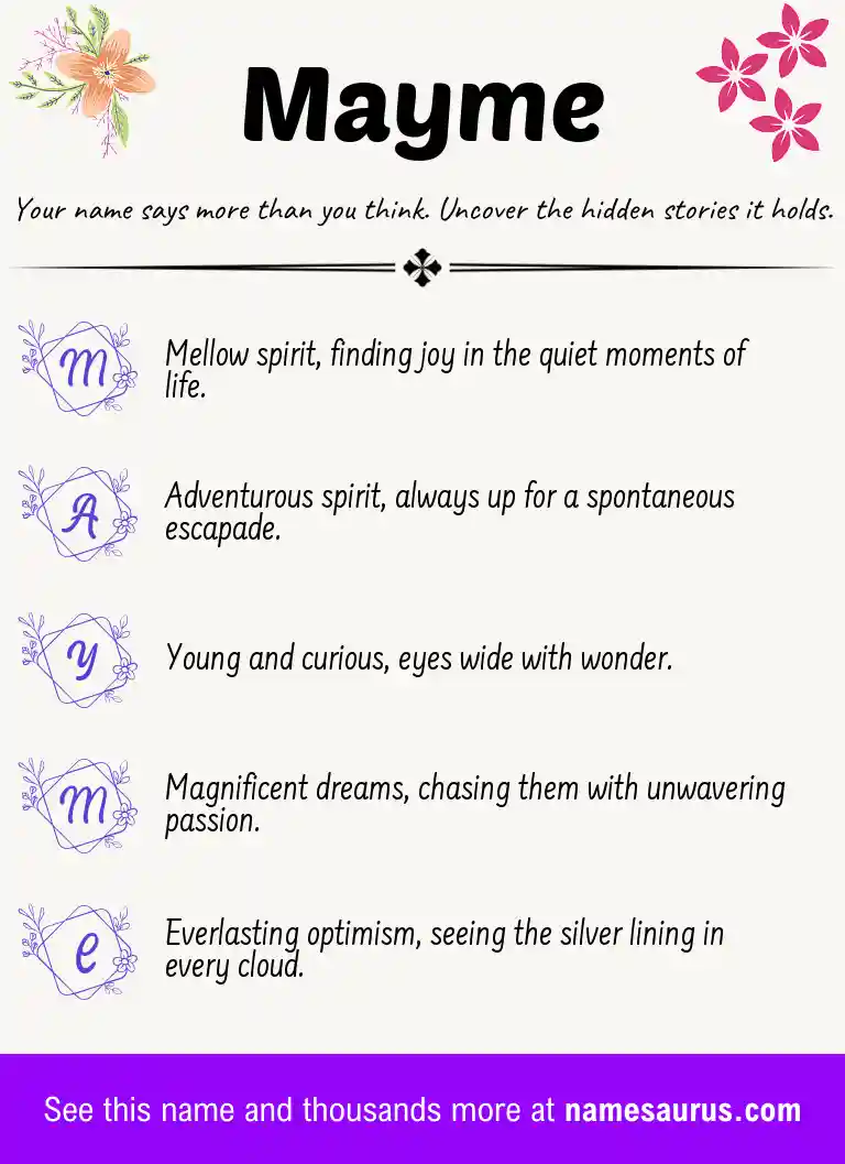 Acrostic poem about Mayme.