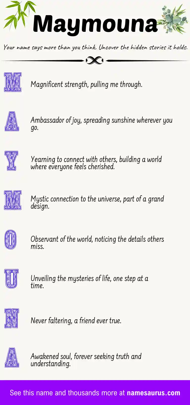 Acrostic poem about Maymouna.